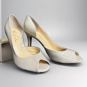 Marc Fisher Cream Faux Patent Leather Peep-Toe Heels, Size 7M - Picture 1 of 7