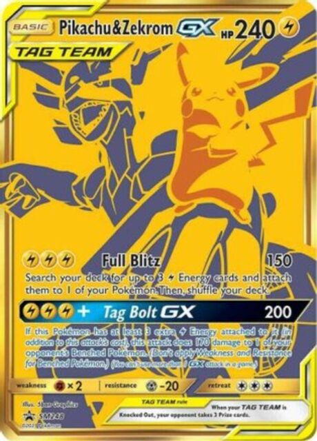 FULL ART Pikachu & Zekrom GX Tag Team ULTRA RARE SM168 Pokemon Holo Promo -  LP