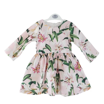 Baby Girl Dress Floral Lily Fit Flare Toddler Pink Long Sleeve Age 12 Months - Image 1 of 4