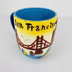 San Francisco Mug Golden Gate Bridge Trolley Coffee Cup Painted Raised Molded - Picture 1 of 8