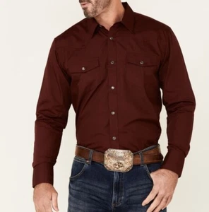 GIBSON MEN'S BASIC SOLID LONG SLEEVE PEARL SNAP WESTERN SHIRT Red Size L - Picture 1 of 5