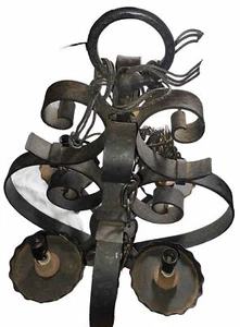 Heavy Solid Iron Hanging Four Light Bulb Gothic Style Chandelier - Picture 1 of 8