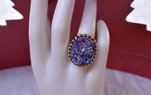 HERMOSA 925 Sterling Ring (Size 7) DEEP PURPLE NATURAL AMETHYST Gemstone - Picture 1 of 6