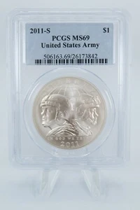 2011-S PCGS MS69 United States Army Silver Dollar Business Strike $1 - Picture 1 of 2