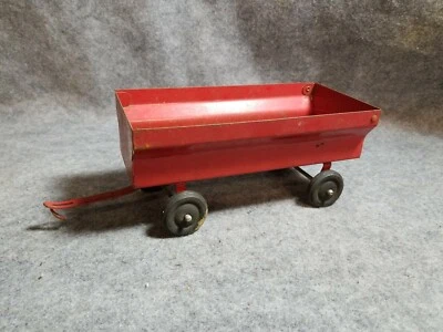 Vintage Red Metal Toy Farm Trailer - Image 1 of 4