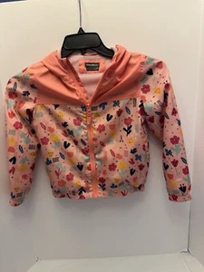 Eddie Bauer All Weather Jacket Girls Pink W/flowers Sz 6 W/zipper - Picture 1 of 11