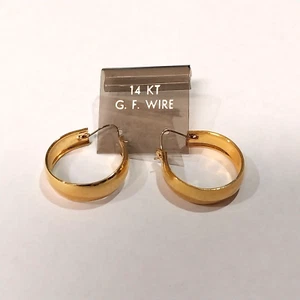 NEW 14k Gold Filled GF Earrings Pin Catch Wire Hoop Circle on Card - Picture 1 of 3