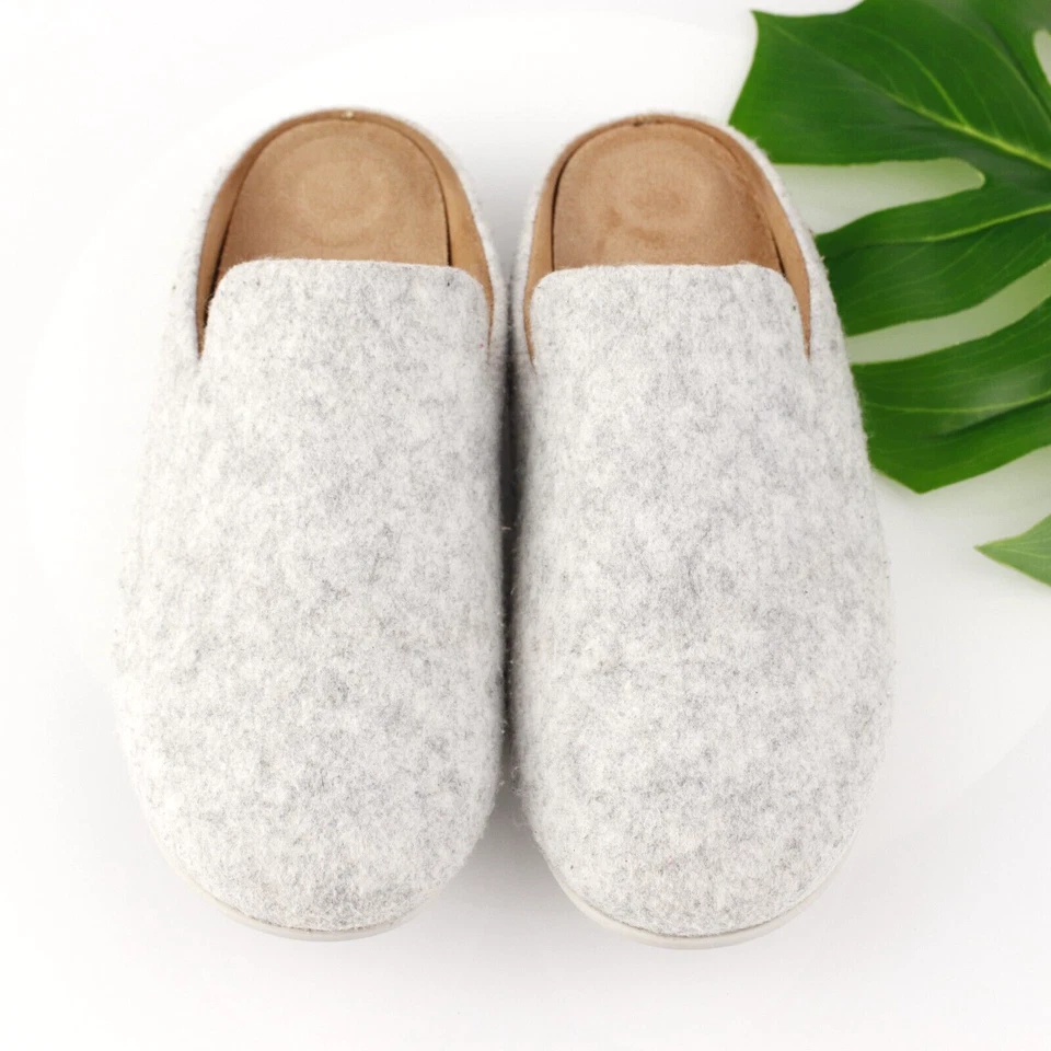Fitflop Womens Chrissie Mule Slipper Size 10 Light Gray Felt Slip On Casual Shoe - Image 1 of 4