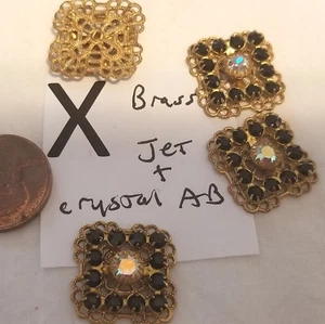 4pc Swarovski Square Brass 19mm Filigree Sew on Rhinestone Jewelry Findings 910 - Picture 1 of 31