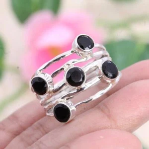 Black Onyx Ring 925 Sterling Silver Ring Handmade Gemstone Ring Women's Ring - Picture 1 of 5
