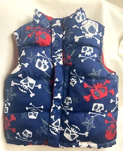 Boys Puffer Reversible Vest  Full Zip  Size 3-4?  Red, white, blue.  15"  x 12" - Picture 1 of 6