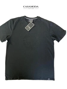 Luxury Italian T-Shirt Large Black Couture Casa Moda Rhinestones Slim Fit New - Picture 1 of 8