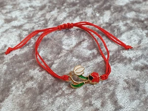Pulsera de amistad hecha a mano Martisor roja con campana de nieve y escarabajo - Imagen 1 de 2