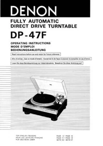 Bedienungsanleitung-Operating Instructions für Denon DP-47 F - Picture 1 of 1