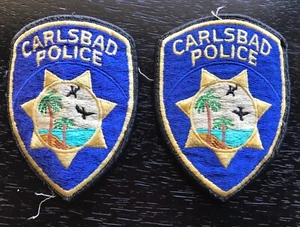 Carlsbad Police Patch Matching Pair (2) California San Diego Rare Patches Vtg - Picture 1 of 4