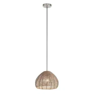 River of Goods Alma 1-Light Light Bronze Hanging Pendant w/ Brown Rattan Cloche - Picture 1 of 7