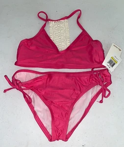 Ella Moss Big Girls Bralette Lace 2 Piece Bikini Set Pink Size 14 - Picture 1 of 3