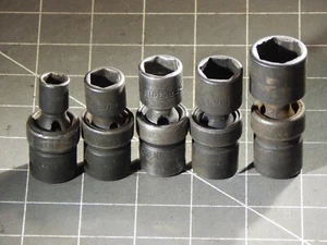 Snap On 5Pc SAE 3/8 Drive Impact Swivel Universal Socket Set 3/8" 3/4" 6Pt Dr - Picture 1 of 3