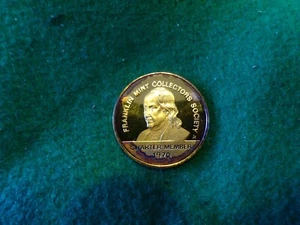 Medalla chapada en oro de 24 quilates de la Sociedad de Coleccionistas Franklin 1970 como nueva - Imagen 1 de 2