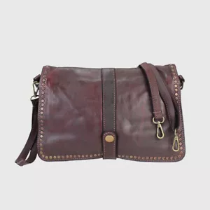 Vintage Tasche Leder Italienisch Gewashen Schultertasch Flecht 3e - Picture 1 of 11