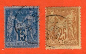 FRANCIA 1877-1880 Y&T 90a Y 92 USADOS - Imagen 1 de 1