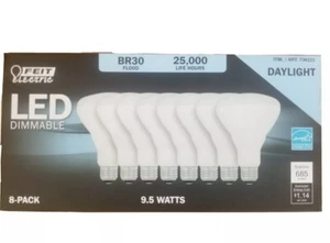 Feit LED Dimmable BR30 Flood Light Bulbs 9.5w-Daylight 65w Replacement 8 Pack - Picture 1 of 5