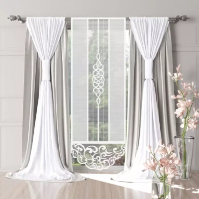 Fertiggardine Gardinen Set Vorhänge Schiebegardine Flächenvorhang Kräuselband - Bild 1 von 4