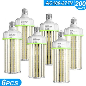 6Pcs 200W LED Corn Cob Bulb E39 Mogul Base Replace 1000W MH Warehouse Lamp 6000K - Picture 1 of 12