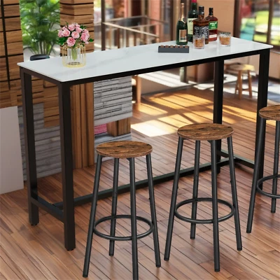 41.4” High Industrial Bar Table Kitchen Marble Bistro Table w/Sturdy Steel Frame - Image 1 of 4