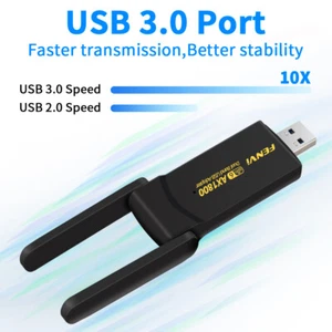 WiFi 6 USB Adapter for Desktop PC Dual Band 2.4G 5G AX1800 USB Wireless Card - Picture 1 of 6