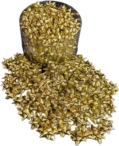 Coccarde Stelle Fiocchi Adesive Barattolo 100 Pezzi Colore ORO Metallico Diametr - Foto 1 di 12