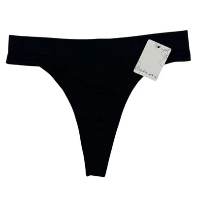 NUEVO CON ETIQUETAS Mujer NEGRO Tanga Sin Costuras Ropa Interior Se Ajusta a 2-9 - Nylon Spandex Elástico Foto 1 de 2