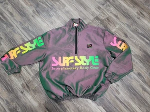 Surf Style Windbreaker Mens Small Pullover 1/4 Zip Metallic Gray Retro. - Picture 1 of 7