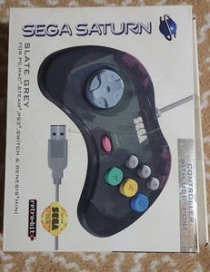 Retro-Bit Official Sega Saturn USB Controller Pad Model 2 USB Port Slate Grey - Picture 1 of 9