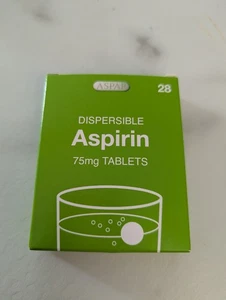 Aspirin 75mg Dispersible Tablets 100 Cardio Protection Pain Relief Aspirn - Picture 1 of 1