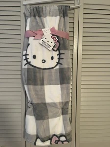Hello Kitty Gray Pink Plaid 60x70" Throw Blanket NWT - Picture 1 of 1