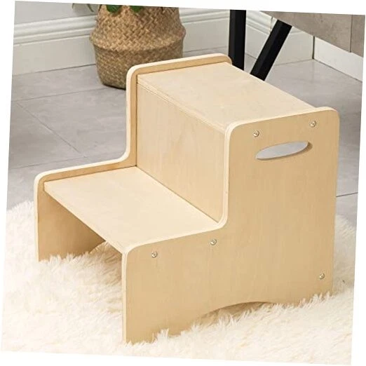 Wooden Toddler Step Stool for Kids Bathroom Potty Kitchen Bedroom With Handles