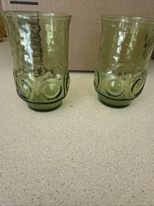 Vintage 1970s Green Hazel Atlas Beverage Glasses 4 Oz - Picture 1 of 6
