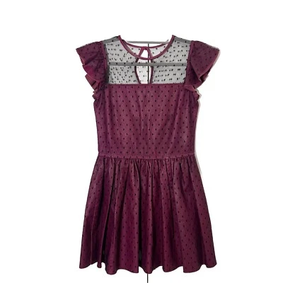 Mini Vestido Valentino Mujer 40 Cuero Tul Púrpura Manga Volantes Hada Invitado Foto 1 de 4