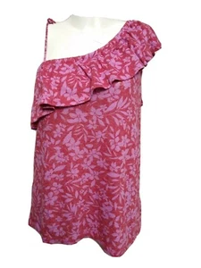 Old navy Women's NEW MEDIUM One Shoulder Ruffle Linen Blend Blouse(#n1 - Picture 1 of 5