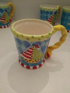 Bella Sailboat Mugs JWM Collection Nautical Beach Whimsical Set Of 5 - Picture 1 of 7