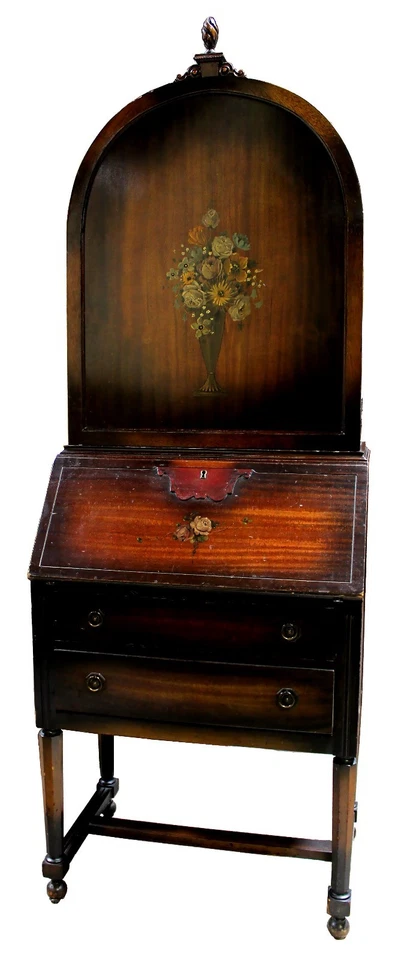 Secretaria antigua de caoba pintada a mano Gimbel Brothers Foto 1 de 4