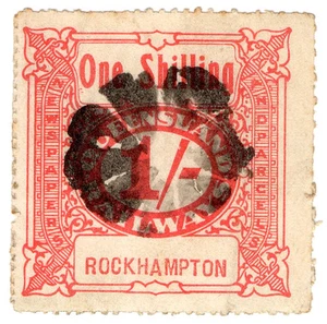 (I.B) Australia - Queensland Railways : Parcel Stamp 1/- (Rockhampton) - Picture 1 of 1