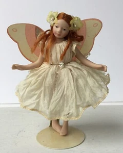 Vintage 4.5” Porcelain Jointed Red Hair Fairy Artist Doll Figurine Doll House - Picture 1 of 12