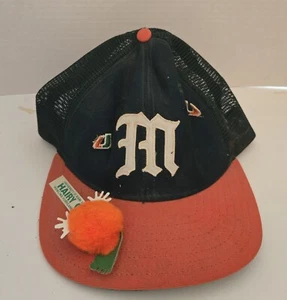 Vintage Miami Hurricanes SnapBack Hat Cap w/Hairy Cane RARE New Era Pro Model - Picture 1 of 5