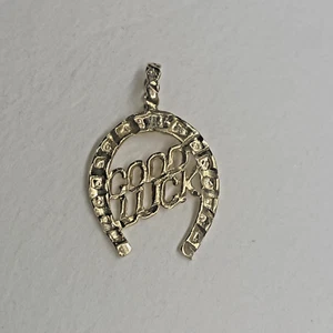 14K Gelbgold Good Luck Diamantschliff Glück Hufeisen Anhänger - Bild 1 von 10