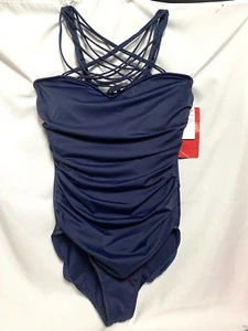 Magicsuit Navy Blue One Piece Strappy Ruched Swimsuit Sz 14 NWT Orig MSRP $164 - Picture 1 of 8