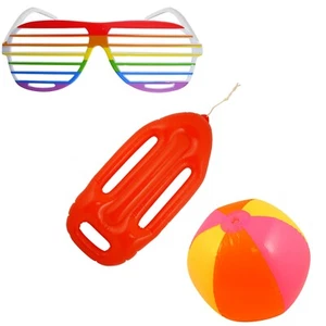 Rainbow Shutter Glasses Inflatable Beach Ball Float Hawaiian Beach Party Set - Picture 1 of 4