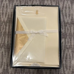 Papelería de piña DORADO en relieve Crane & Company sin abrir con sobres Nuevo de Lote Antiguo - Imagen 1 de 10