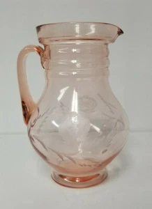 Depression Glass Pitcher Pink Floral Pattern - Picture 1 of 10